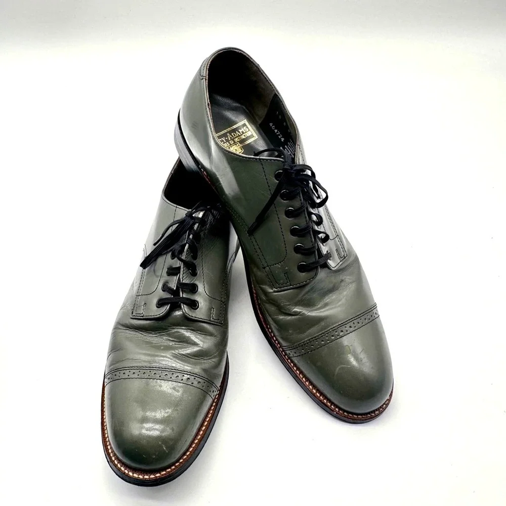 Stacy‎ Adams Dickinson Gray Leather Cap Toe Oxford Shoes Men's Size 10D
